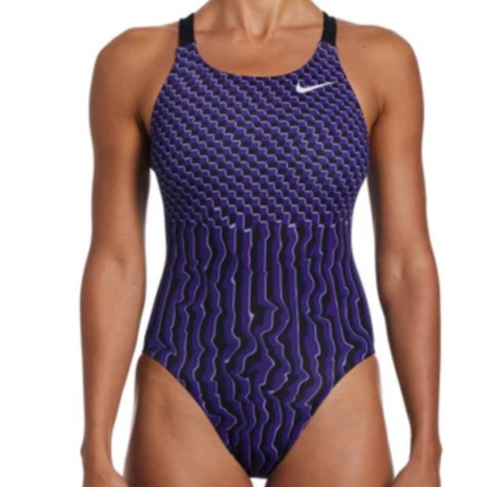 NWT Nike Women's Drippy Check Fastback Swimsuit - Picture 1 of 5